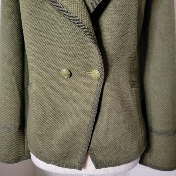 Talbot's Olive Green Knit Double-Breasted Blazer - Picture 4 of 6